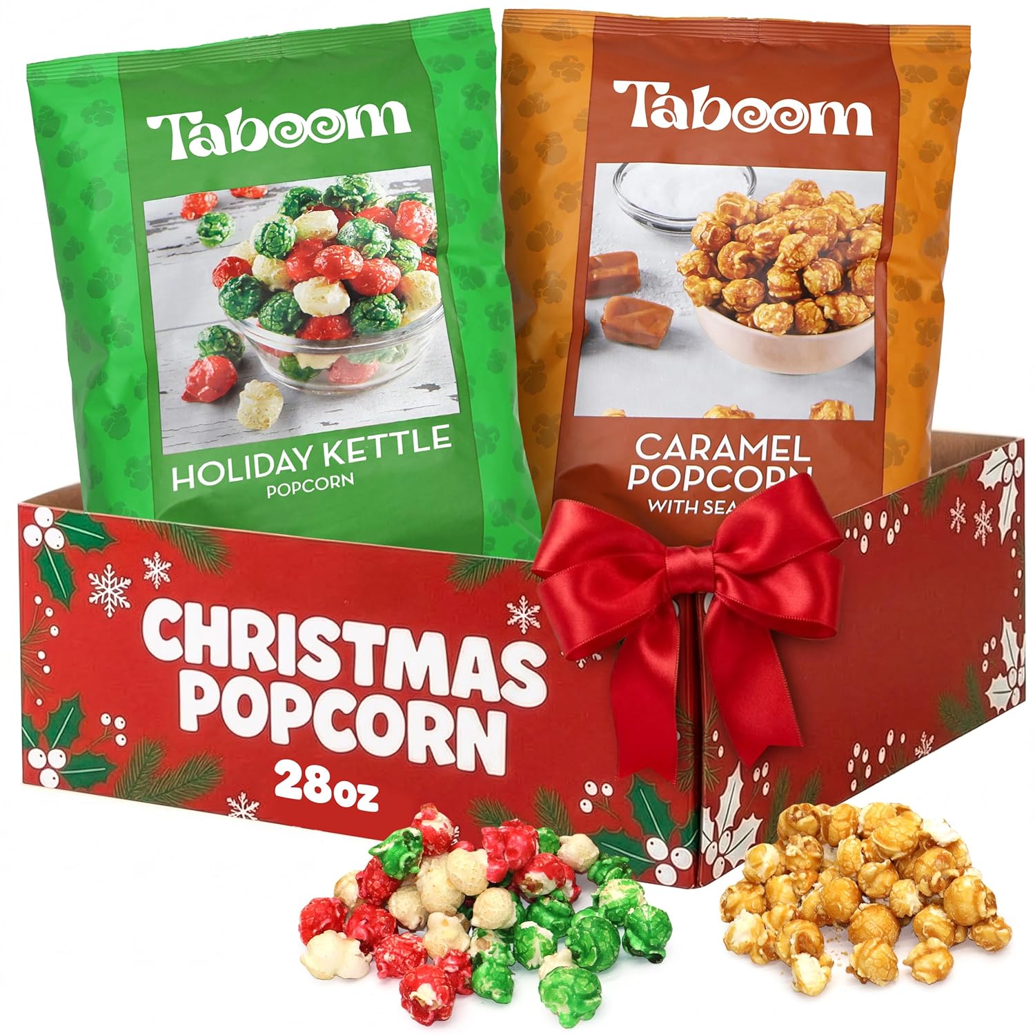 Gourmet Kettle Popcorn Coated Caramel with Sea Salt Christmas Gift Box Variety Pack