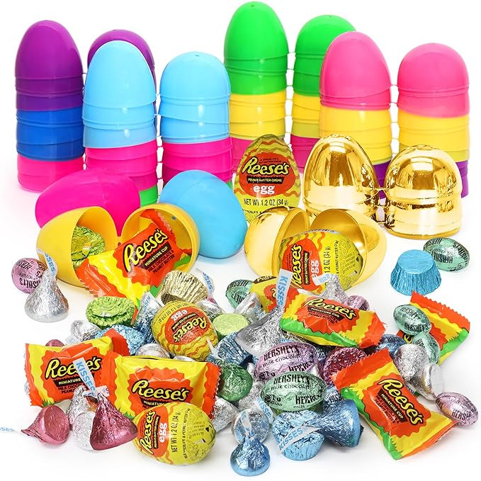 Easter Candy With Fillable Plastic Eggs Set 24 Count