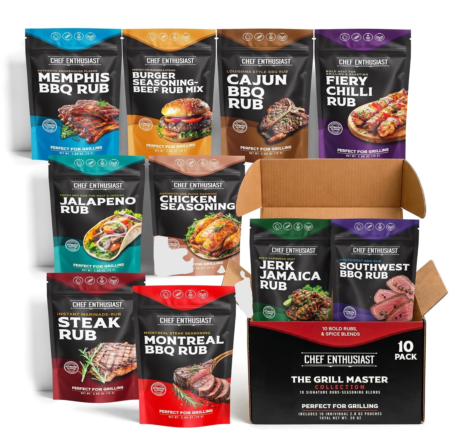 BBQ Rubs and Seasonings Set 10 Count
