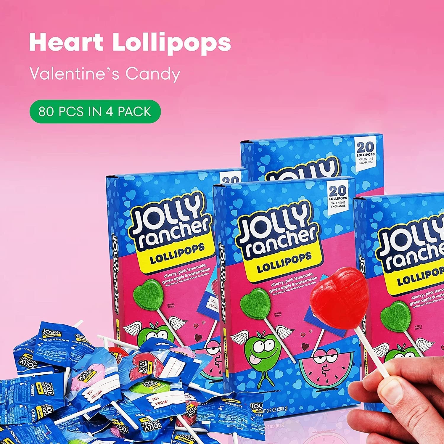 Jolly Rancher Heart Lollipops – 20 pcs