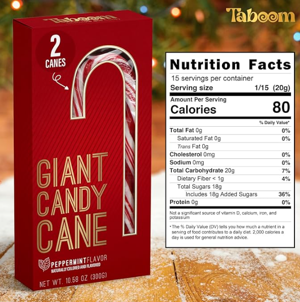 Taboom Giant Peppermint Candy Canes Pack of 2