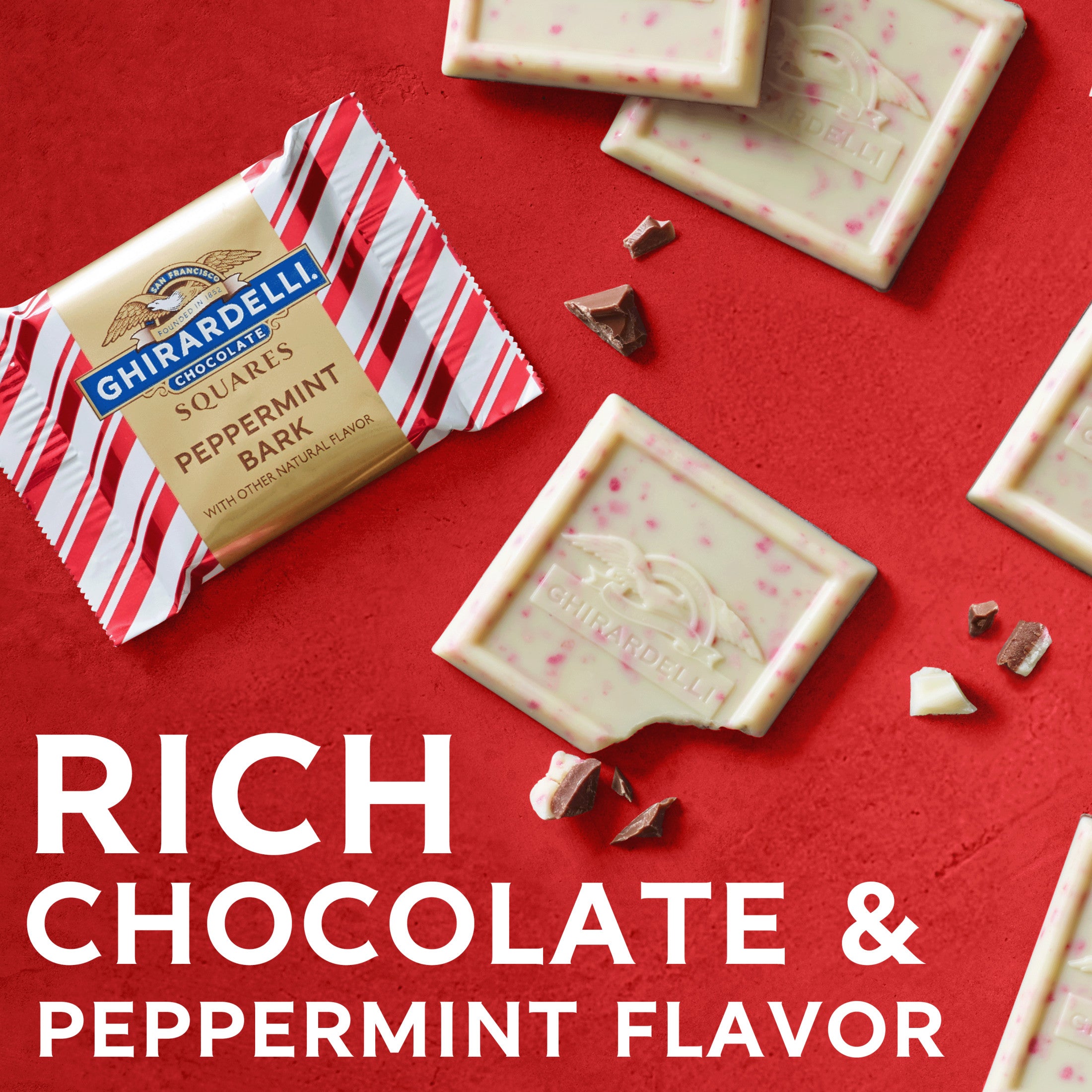 Ghirardelli Peppermint Bark Chocolate Square Mints 2 Pound