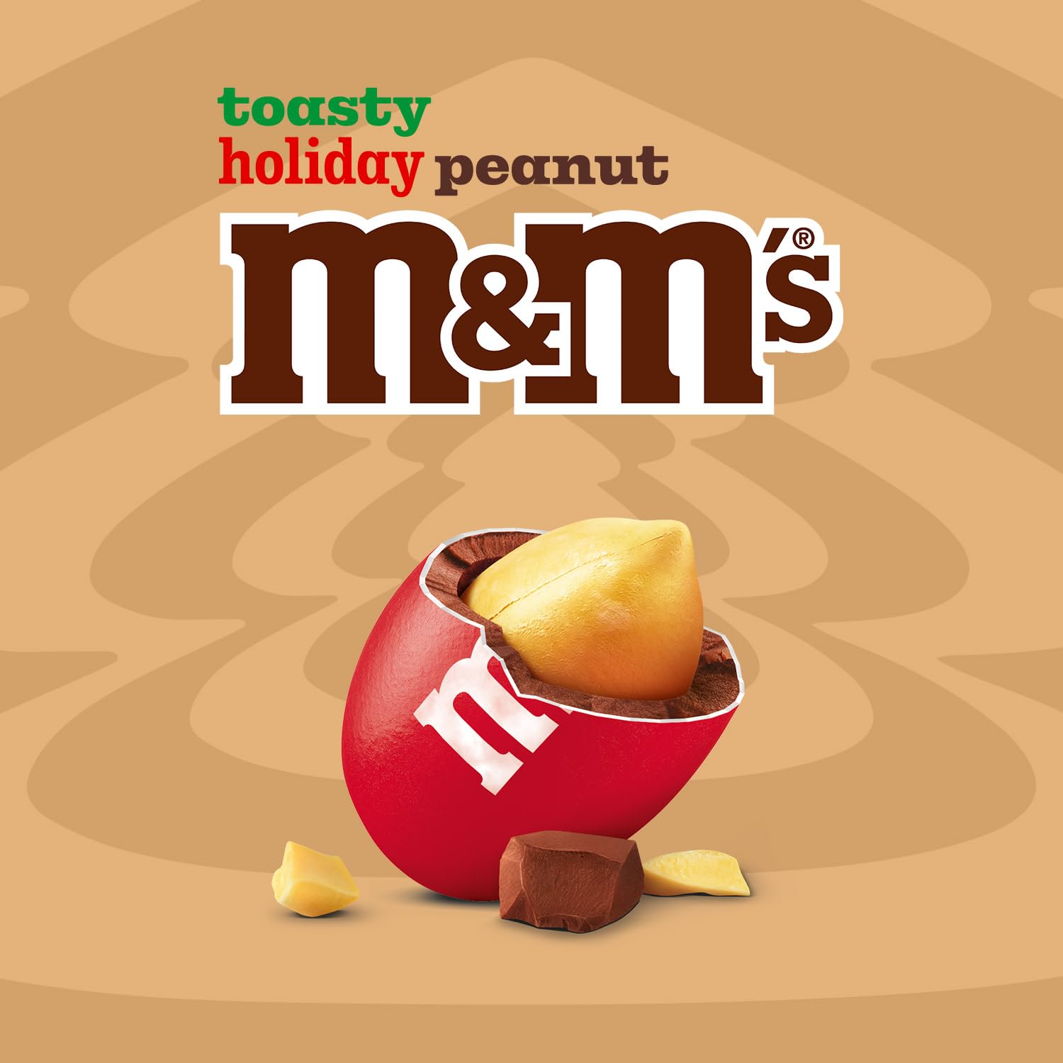 M&M Toasty Holiday Peanut Chocolate Christmas Candy - Milk Chocolate Peanut Christmas m&m Candy, For Party, Stocking Stuffers, Gifts & Treats - 7.4 oz